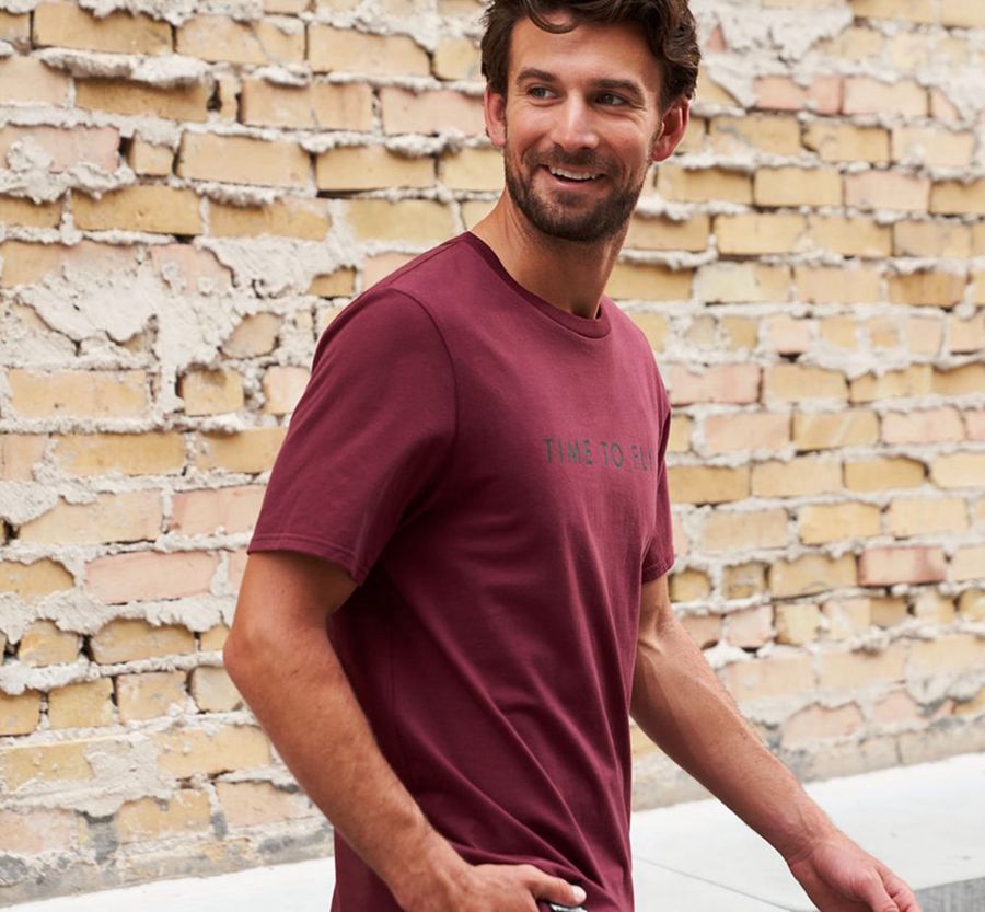 Hoka Mens Tee NZ - Hoka One One Brand Red Wine (OFM981053)